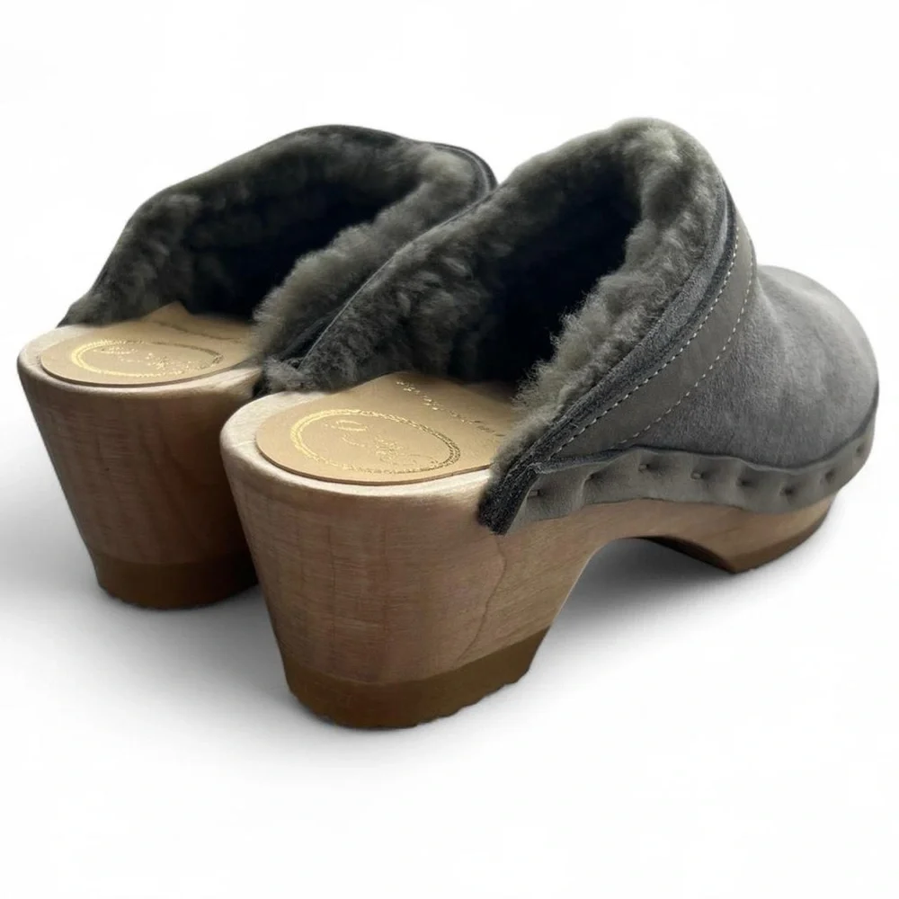 No. 6 Shearling Dakota Clogs Grey Suede Sz 36 us 6 - Picture 6 of 8